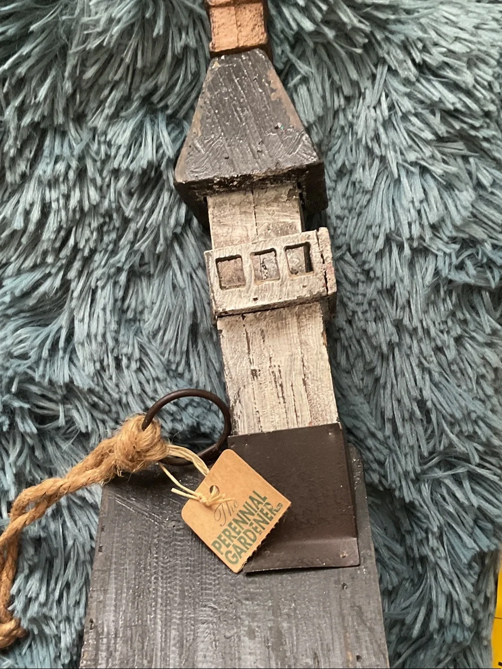 Rustic Wooden Birdhouse Wall Decor in Beige and Brown